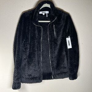 DKNY fuzzy black jacket size smallll